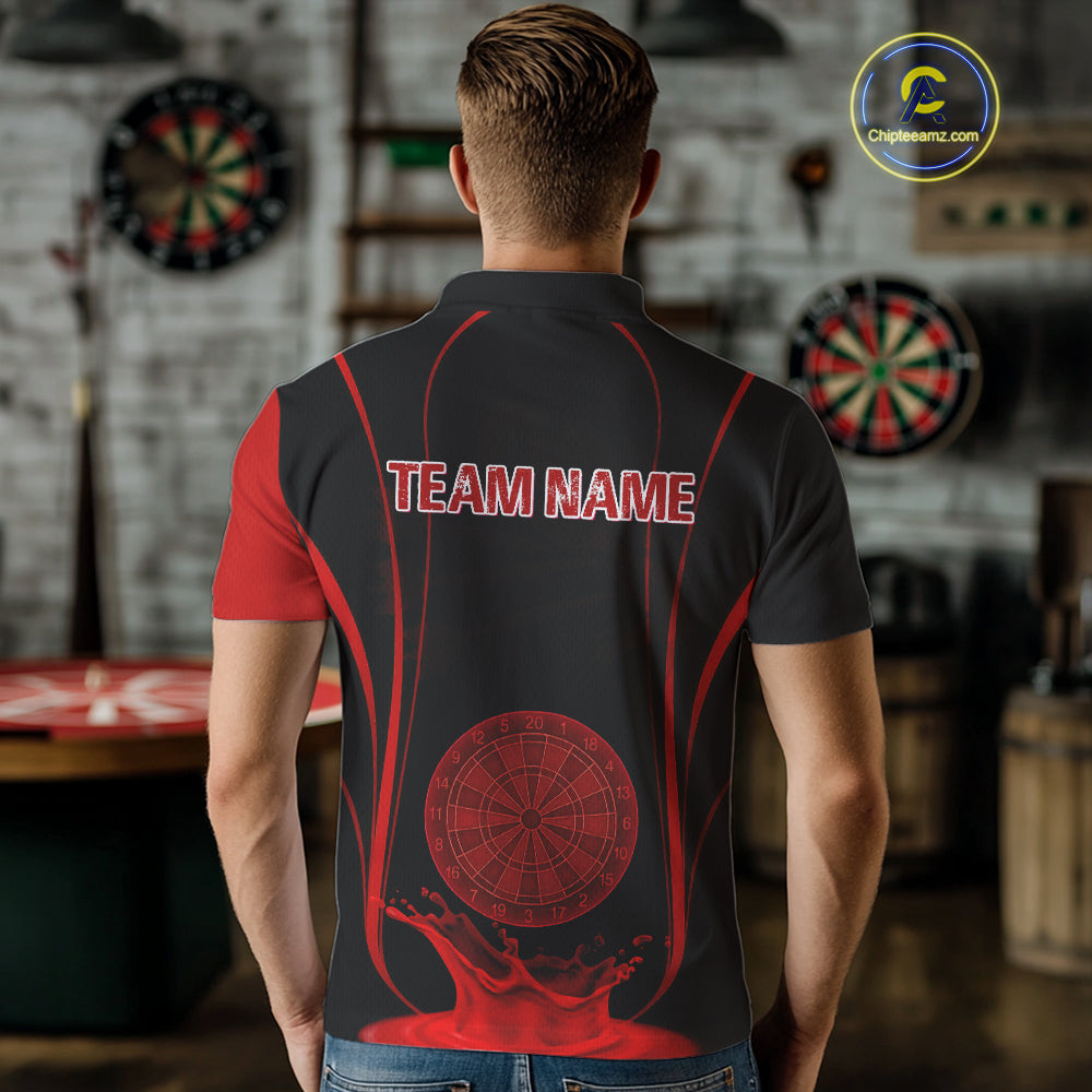 Red Water Lightning Dartboard & Fish Darts Shirt For Men - Custom Name & Team NYN0619
