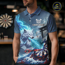 Load image into Gallery viewer, Custom Red &amp; Blue Flames Wolf Dartboard Dart Men Polo Jerseys Outfits Dart Team Shirts NYN1751