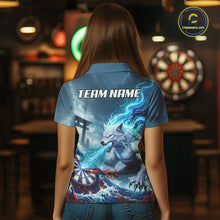 Load image into Gallery viewer, Custom Red &amp; Blue Flames Wolf Dartboard Dart Women Polo Jerseys Outfits Dart Team Shirts NYN1751