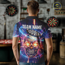 Load image into Gallery viewer, Custom Neon Skull Dartboard Colorful Lightning Dart Men Polo Jerseys Dart Team Shirts NYN1753