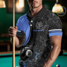 Load image into Gallery viewer, Blue Watering 8 Ball Pool Billiard Shirts For Men Custom Broken Glass Billiard Team Jersey NYN3136
