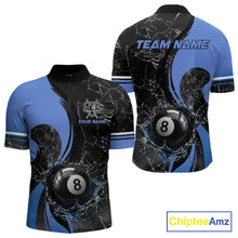 Load image into Gallery viewer, Blue Watering 8 Ball Pool Billiard Shirts For Men Custom Broken Glass Billiard Team Jersey NYN3136