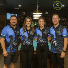 Load image into Gallery viewer, Blue Watering 8 Ball Pool Billiard Shirts For Men Custom Broken Glass Billiard Team Jersey NYN3136