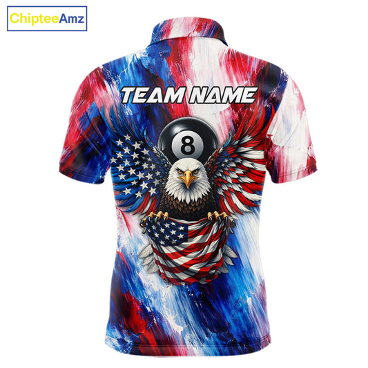 Patriotic Eagle Pool 8 Ball & 9 Ball Men Billiard Shirt Custom US Flag Paint Billiard Team Attire NYN2559