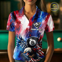 Load image into Gallery viewer, Patriotic Eagle Pool 8 Ball &amp; 9 Ball Women Billiard Shirt Custom US Flag Paint Billiard Team Attire NYN2559
