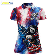 Load image into Gallery viewer, Patriotic Eagle Pool 8 Ball &amp; 9 Ball Women Billiard Shirt Custom US Flag Paint Billiard Team Attire NYN2559