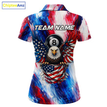 Load image into Gallery viewer, Patriotic Eagle Pool 8 Ball &amp; 9 Ball Women Billiard Shirt Custom US Flag Paint Billiard Team Attire NYN2559