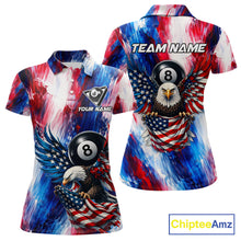 Load image into Gallery viewer, Patriotic Eagle Pool 8 Ball &amp; 9 Ball Women Billiard Shirt Custom US Flag Paint Billiard Team Attire NYN2559