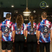 Load image into Gallery viewer, Patriotic Eagle Pool 8 Ball &amp; 9 Ball Women Billiard Shirt Custom US Flag Paint Billiard Team Attire NYN2559
