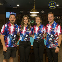 Load image into Gallery viewer, Patriotic Eagle Pool 8 Ball &amp; 9 Ball Women Billiard Shirt Custom US Flag Paint Billiard Team Attire NYN2559