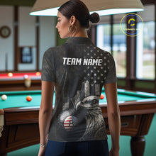 Load image into Gallery viewer, Retro Grunge US Flag Eagle Pool 8 Ball Women's Billiard Shirt Custom Patriotic Billiard Team Attire NYN2564