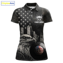 Load image into Gallery viewer, Retro Grunge US Flag Eagle Pool 8 Ball Women's Billiard Shirt Custom Patriotic Billiard Team Attire NYN2564