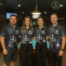 Load image into Gallery viewer, Retro Grunge US Flag Eagle Pool 8 Ball Women's Billiard Shirt Custom Patriotic Billiard Team Attire NYN2564