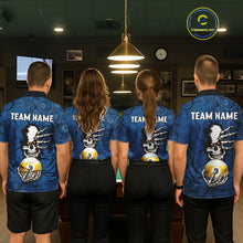 Load image into Gallery viewer, Cracked Blue Skeleton 8 Ball &amp; 9 Ball Billiard Shirt For Men Custom Pool Billiard Polo &amp; 1/4 Zip Jersey NYN3144