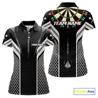 Black Darts Arrow Hit The Bullseye Darts Shirt For Women - Custom Team & Player Name NYN0361