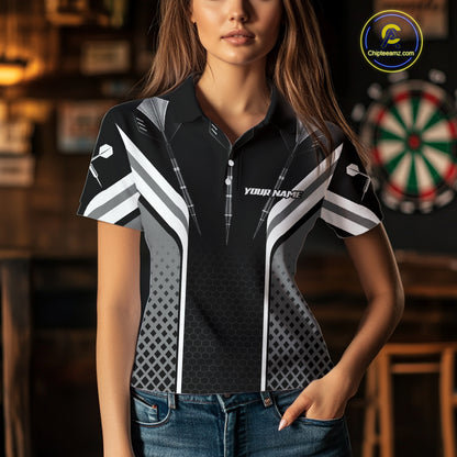 Black Darts Arrow Hit The Bullseye Darts Shirt For Women - Custom Team & Player Name NYN0361