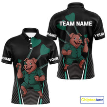 Load image into Gallery viewer, Darts Master Pig In Green Funny Darts Shirt For Men - Custom Team &amp; Player Name NYN0363