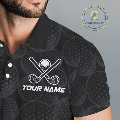 Mens Lightning US Flag Golf Polo Shirts Custom Black Golf Ball America Golf Shirt NYN3328