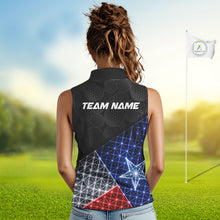 Load image into Gallery viewer, Womens Lightning Texas Flag Golf Polo Shirts Custom Black Golf Ball America 250Th Golf Shirt NYN3329