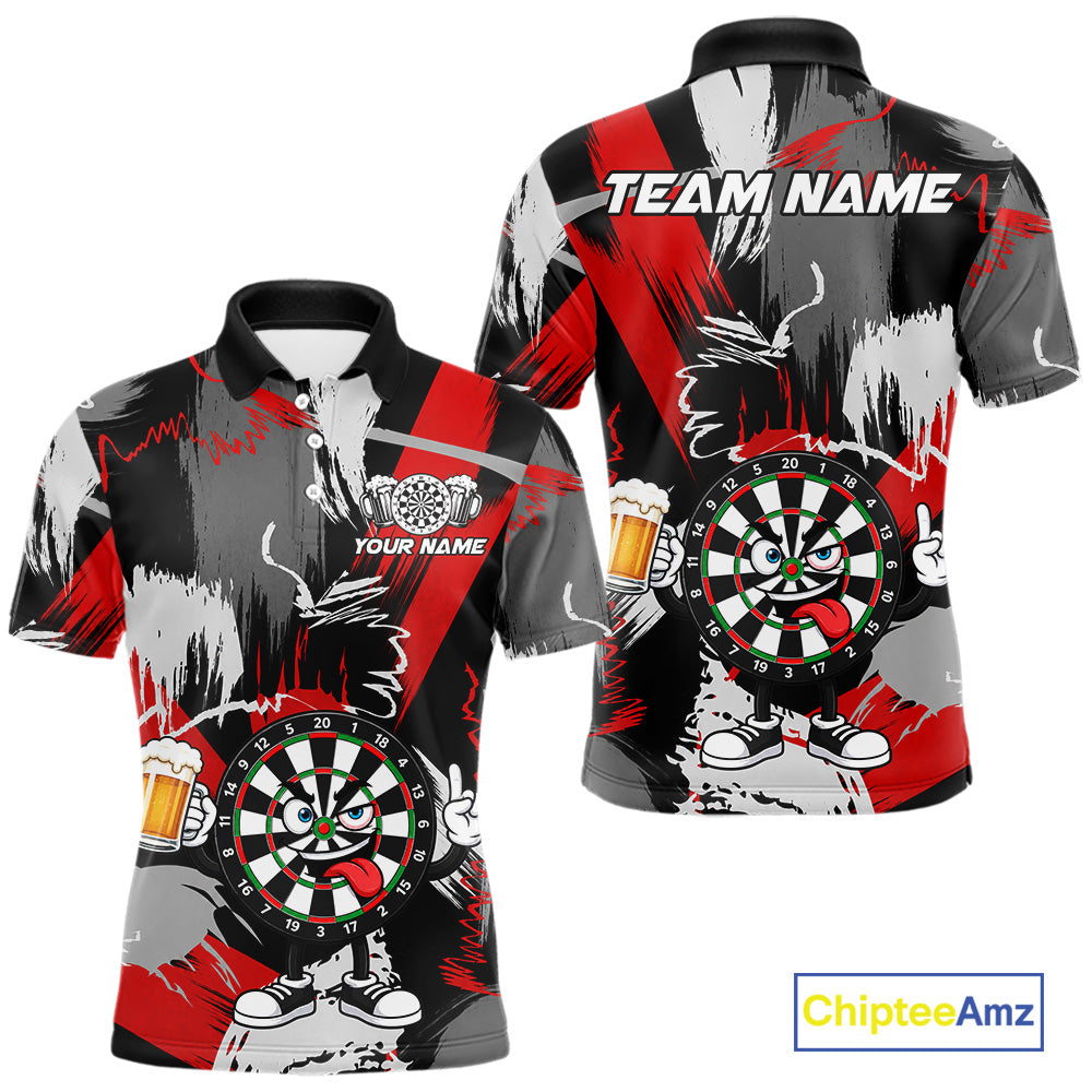 Custom Rock-On Dartboard Men's Dart Polo Shirt, Personalized Funny Dart League Jersey, Athletic Tournament Apparel