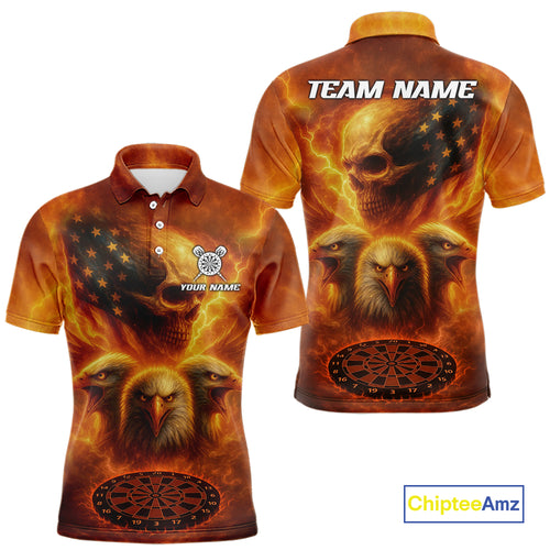Personalized Flame Dart Shirt Custom Yellow Patriotic Dartboard Dart Jerseys For Men NYN1225
