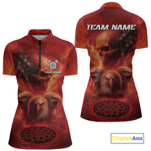 Load image into Gallery viewer, Personalized Flame Dart Shirt Custom Red Patriotic Dartboard Dart Jerseys For Women NYN1226