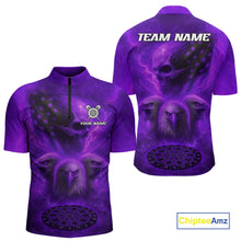 Load image into Gallery viewer, Personalized Flame Dart Shirt Custom Purple Patriotic Dartboard Dart Jerseys For Men NYN1227