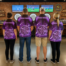 Load image into Gallery viewer, Black And Purple Stripes Light Dartboard Custom Darts Quarter-Zip Shirts Men Dart Team Jerseys NYN2275