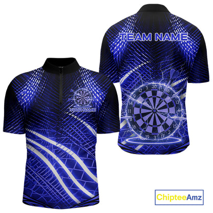 Black And Blue Stripes Light Dartboard Custom Darts Quarter-Zip Shirts Men Dart Team Jerseys NYN2277