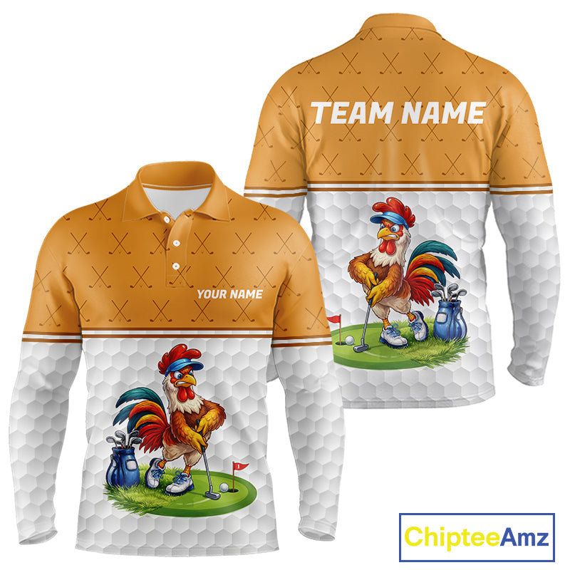 Personalized Funny Angry Rooster Golfer Mens Golf Polo Shirts Custom Clothes Golf Gifts NYN3152