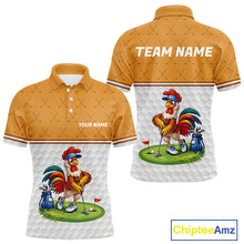 Load image into Gallery viewer, Personalized Funny Angry Rooster Golfer Mens Golf Polo Shirts Custom Clothes Golf Gifts NYN3152