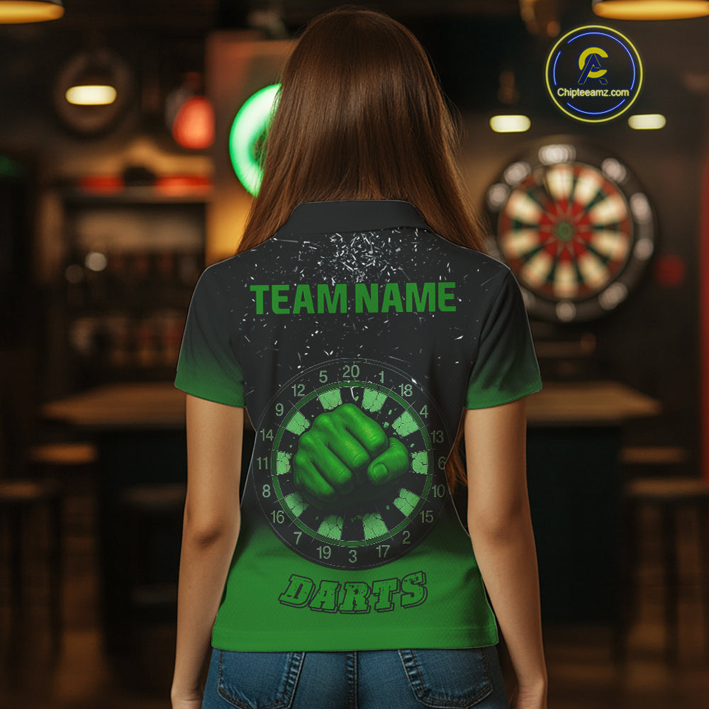 Dynamic Verdant Fist Artwork Darts Shirt For Women - Custom Team Name - Darts Jersey NYN0368