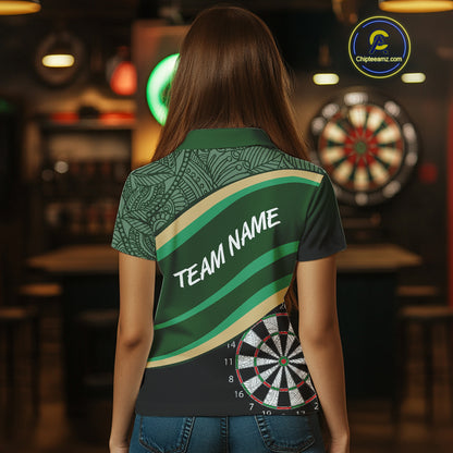 Leafy Whirl Dart Boards Darts Funny Shirt For Women - Custom Team & Player Name NYN0371