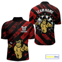 Load image into Gallery viewer, Custom Black And Red Gorilla Funny Dart 1/4-Zip Shirt For Men Outfits Grunge Dart Jerseys NYN1525