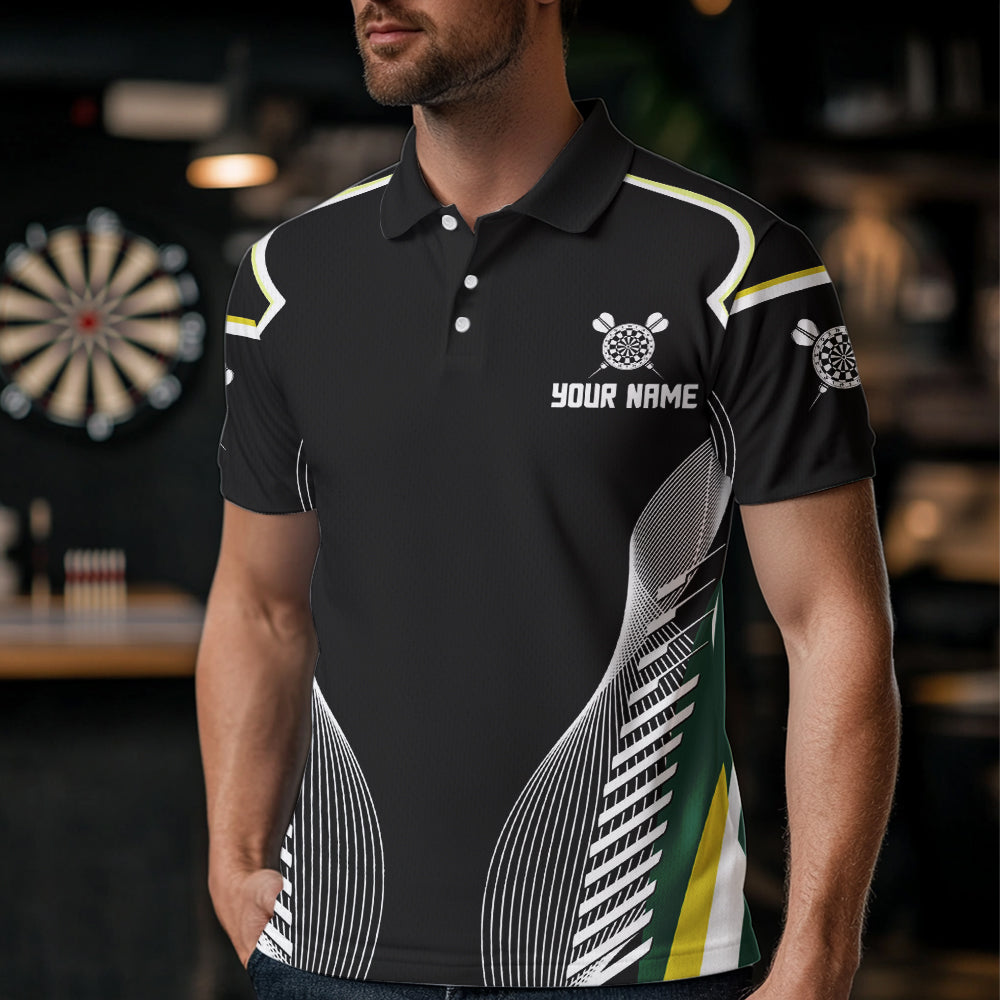 Custom Black And Yellow Dragon Darts Polo & 1/4 Zip Shirts For Men, Dart Team Jerseys NYN0034