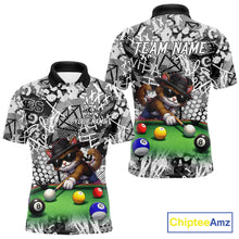 Load image into Gallery viewer, Custom Funny Pooler Cat 8 Ball Pool Billiard Shirt For Men Polo &amp; 1/4 Zip, Billiard Team Jerseys NYN3160