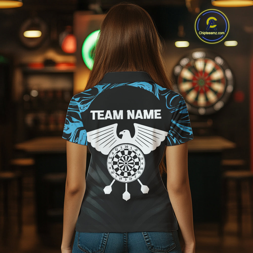 Blue Splash Color Eagle Dartboard Darts Shirt For Men - Custom Team & Player Name NYN0379
