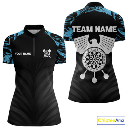 Blue Splash Color Eagle Dartboard Darts Shirt For Men - Custom Team & Player Name NYN0379