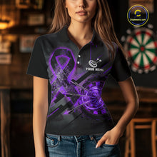 Load image into Gallery viewer, Lightning Purple Ribbon Dartboard Custom Breast Cancer Awareness Darts Polo Shirt For Women NYN1804