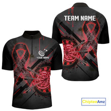 Load image into Gallery viewer, Lightning Red Ribbon Dartboard Custom Lightning Dartboard Darts Quarter-Zip Shirt For Men NYN1805