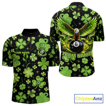 Load image into Gallery viewer, Eagle Shamrock Green St Patrick's Day Men Billiard Shirts Personalized Pool 8 Balls Billiard Attire NYN2740