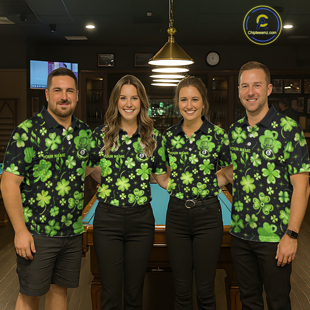 Eagle Shamrock Green St Patrick's Day Men Billiard Shirts Personalized Pool 8 Balls Billiard Attire NYN2740