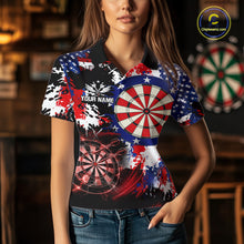 Load image into Gallery viewer, Personalized Patriotic Grunge Darts Polo &amp; 1/4-Zip Shirt For Women Thunder Dart Team Jerseys NYN2954