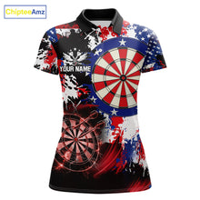 Load image into Gallery viewer, Personalized Patriotic Grunge Darts Polo &amp; 1/4-Zip Shirt For Women Thunder Dart Team Jerseys NYN2954
