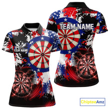 Load image into Gallery viewer, Personalized Patriotic Grunge Darts Polo &amp; 1/4-Zip Shirt For Women Thunder Dart Team Jerseys NYN2954