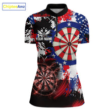 Load image into Gallery viewer, Personalized Patriotic Grunge Darts Polo &amp; 1/4-Zip Shirt For Women Thunder Dart Team Jerseys NYN2954
