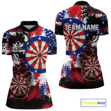 Load image into Gallery viewer, Personalized Patriotic Grunge Darts Polo &amp; 1/4-Zip Shirt For Women Thunder Dart Team Jerseys NYN2954