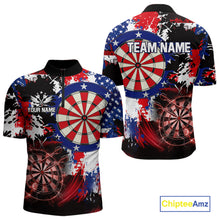 Load image into Gallery viewer, Personalized Patriotic Grunge Darts Polo &amp; 1/4-Zip Shirt For Men Thunder Dart Team Jerseys NYN2954