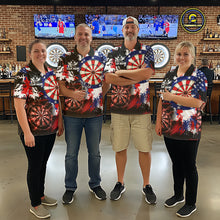 Load image into Gallery viewer, Personalized Patriotic Grunge Darts Polo &amp; 1/4-Zip Shirt For Women Thunder Dart Team Jerseys NYN2954