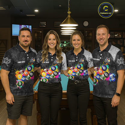 Personalized Colorful Splatter Billiard Balls Shirt For Women Pool Ball 8 Billiard Jersey NYN2311